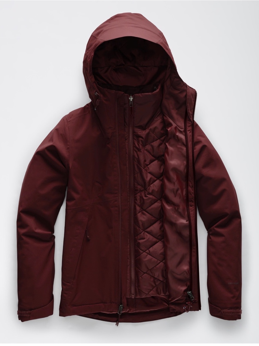 The North Face Women Carto Triclimate Rain Jacket Size Large Maroon NF0A3SR4